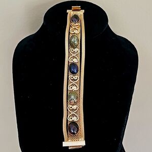 Goldtone multistone bracelet